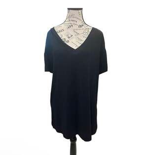 Soma Cool Nights Pajama Tunic Sleep Shirt, Black V-Neck, Size XS